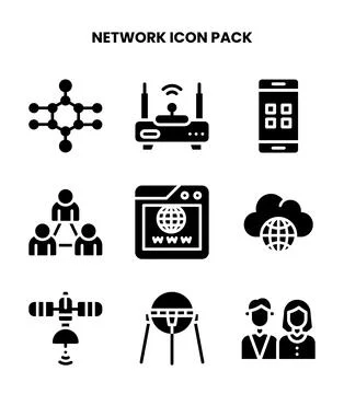 Network Glyph Collection Icons Pack Illustrazione stock