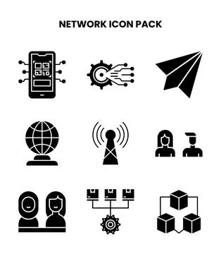 Network Glyph Collection Icons Pack Stock Illustration