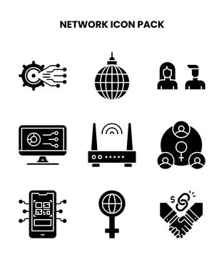 Network Glyph Graphics Icons Pack Stock Illustration