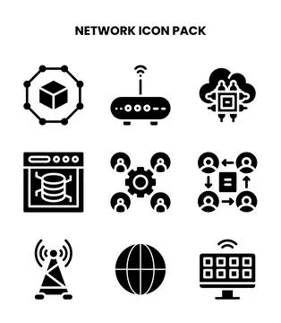 Network Glyph Graphics Icons Pack Stock Illustration