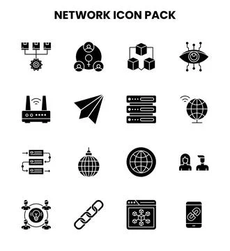 Network Glyph Graphics Icons Pack 库存插图
