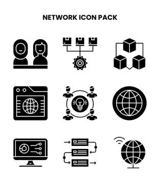 Network Glyph Graphics Icons Pack Stock Illustration