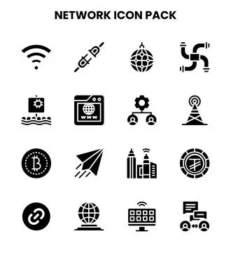 Network Glyph Icons Pack Illustration
