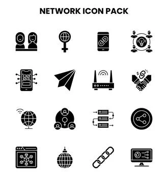 Network Glyph Scalable Icons Pack Stock Illustration