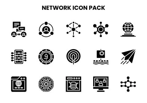 Network Glyph UI Icons Pack Illustrazione stock