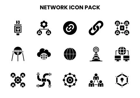 Network Glyph UI Icons Pack 스톡 일러스트
