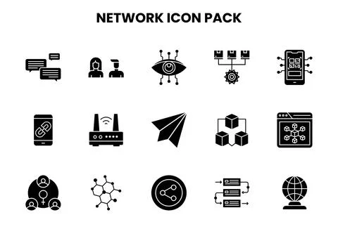 Network Glyph Vector Icons Pack Stock Illustration