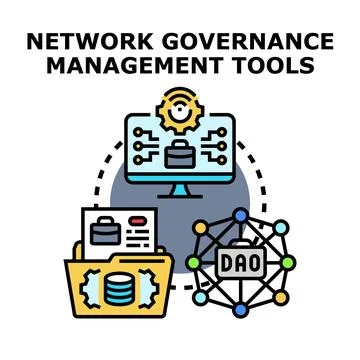 Network governance management tools and protocols developing Illustrazione stock