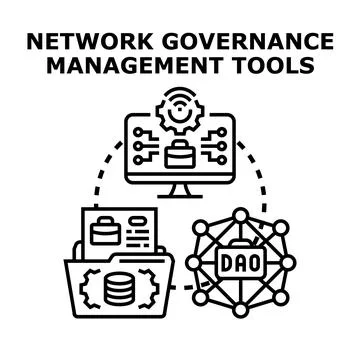 Network governance management tools and protocols developing Stock Illustration