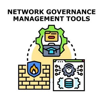 Network governance management tools ensuring secure data management Stock Illustration