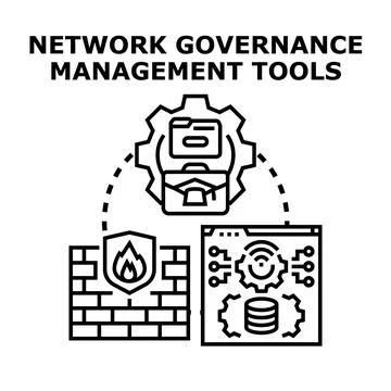 Network governance management tools ensuring secure data management Stock Illustration