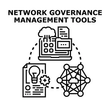 Network governance management tools optimizing digital administration Stock Illustration