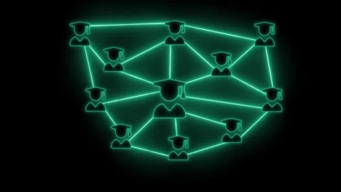 Network of graduation caps symbolizing education and collaboration animation Stock Footage 325258459