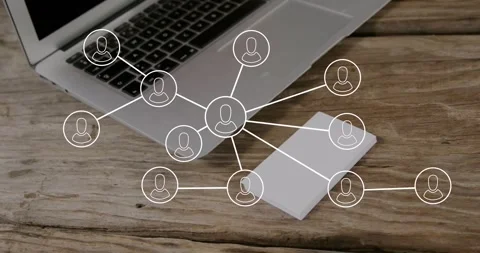 Network graphic animating on scene load, drawing spoke lines from card, showing Stock Footage 328584613