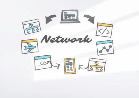 Network graphics with bright background Illustrazione stock