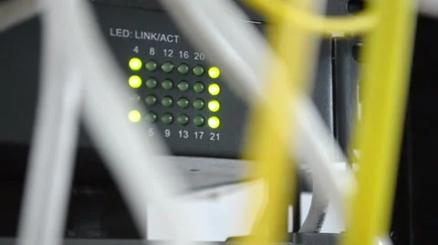 Network green led lights and cables Stock-Footage 57230964