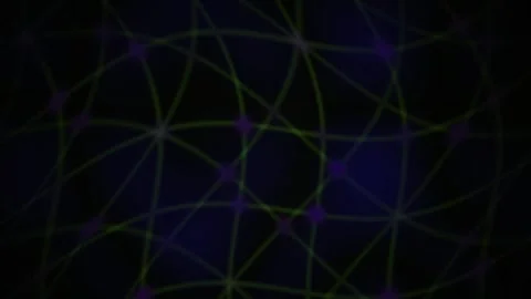 Network Grid Lines with Glowing Purple Nodes Move Dynamically on Dark Backg.. 動画素材 343741719