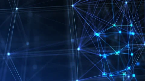 Network Grid with Moving Changing Connections and Links Seamless. Lines and Dots Stock Footage 160740077