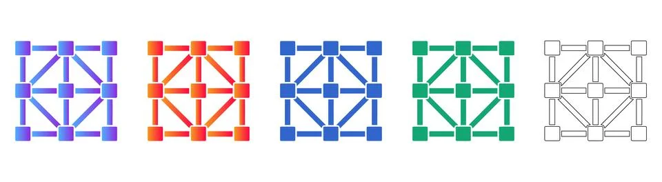 Network Grid Node Connection Icons Stock Illustration