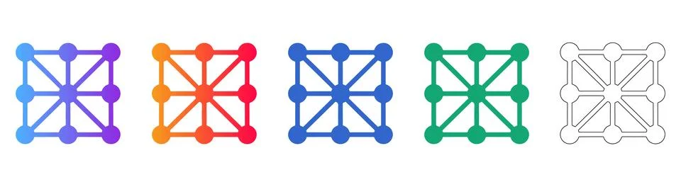 Network Grid Node Icons イラスト素材