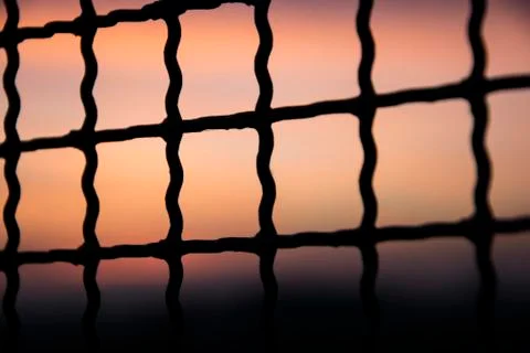 Network grid at sunset Stock Photos