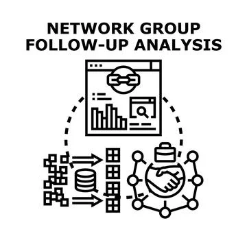 Network group follow up analysis concept vector Stock Illustration