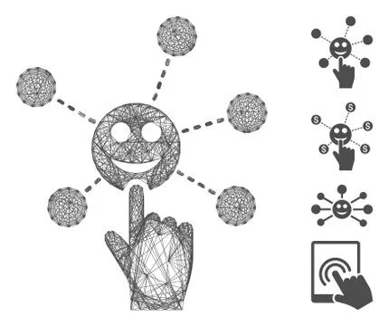 Network Hand Click Smile Network Vector Mesh Stockillustratie