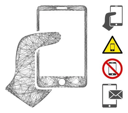 Network Hand Hold Smartphone Vector Mesh Stock Illustration