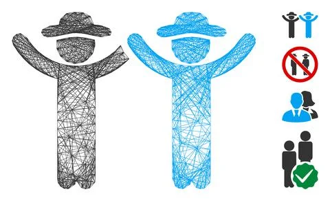 Network Hands up Gentlemen Vector Mesh Illustrazione stock