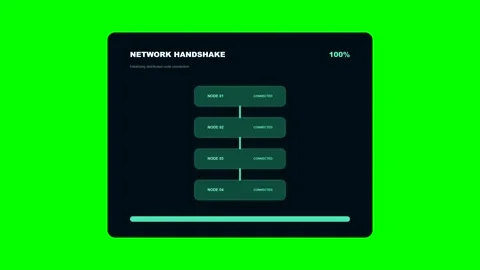 Network handshake progress loading bar animation screen Stockbeeldmateriaal 346981843