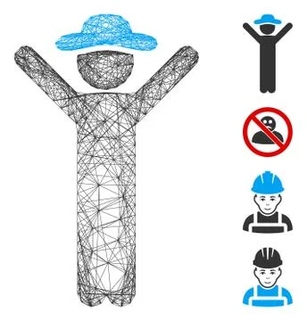 Network Happy Gentleman Vector Mesh Ilustração Stock