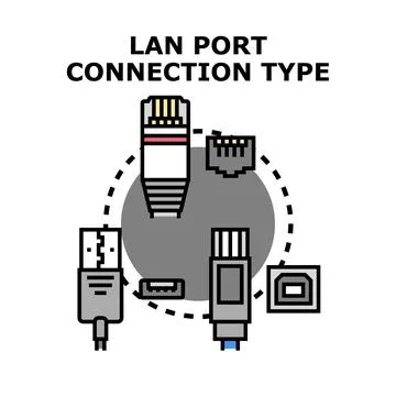 Network hardware connections types and data transfer Stockillustratie