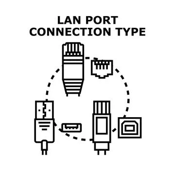 Network hardware connections types and data transfer Stock Illustration
