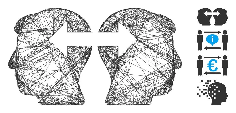 Network Heads Exchange Arrows Vector Mesh Stockillustratie