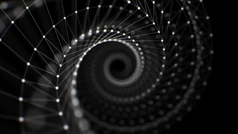 Network Helix Moving Through Seamless 3d Animation. White Grid Spiral Structure 動画素材 248061330