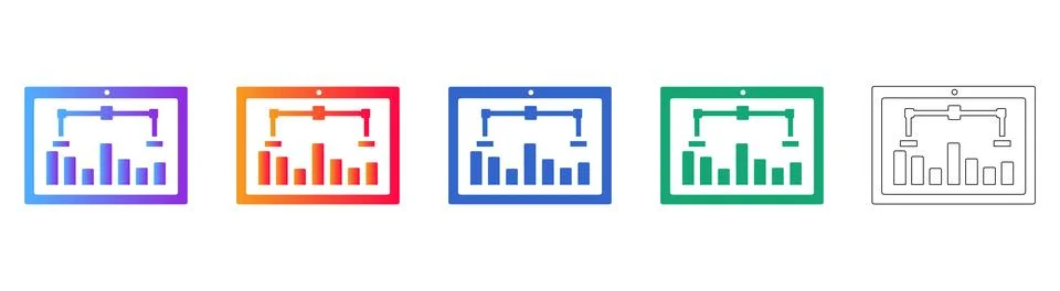 Network Hierarchy Data Icon Set Stock Illustration