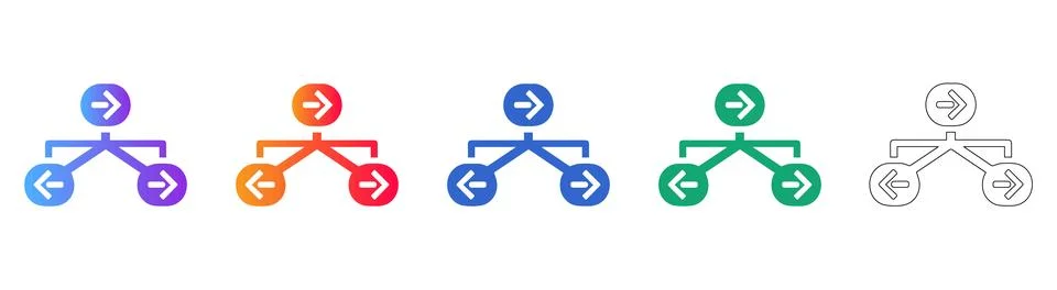 Network Hierarchy Flowchart Icons Stock Illustration