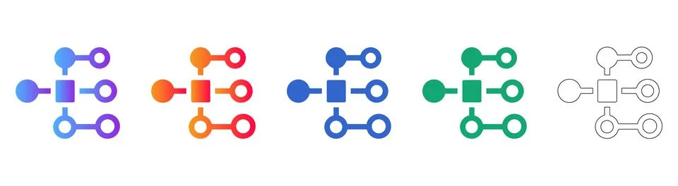 Network Hierarchy Node Diagram Icon Set Illustrazione stock