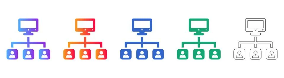 Network Hierarchy Organization Chart Icons Stock Illustration