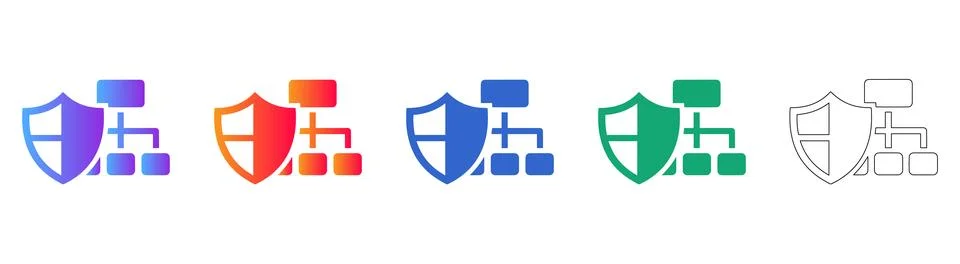 Network Hierarchy Security Icon Set Illustrazione stock