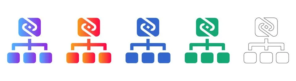 Network Hierarchy Structure Icon Set Stock Illustration