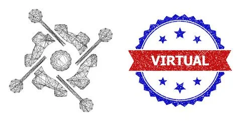 Network Hitech Industry Web Mesh and Scratched Bicolor Virtual Watermark 스톡 일러스트