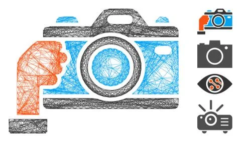 Network Hold Camera Vector Mesh 库存插图