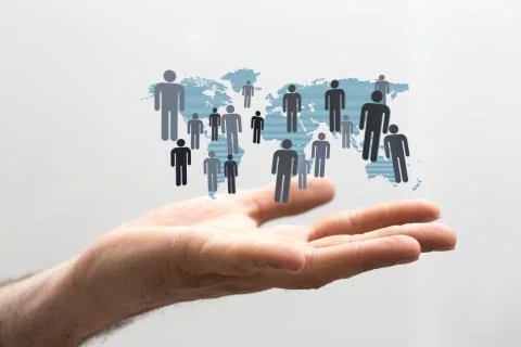 A network holding in hand 3d connection data. Stock Photos