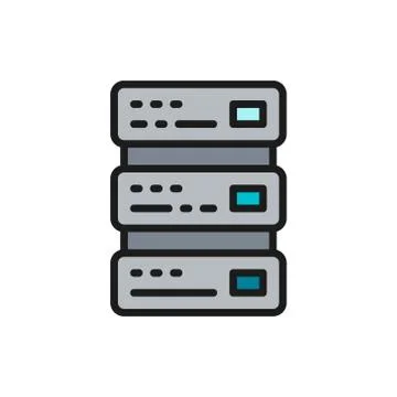 Network hosting, server and technology flat color line icon. Stock-Illustration