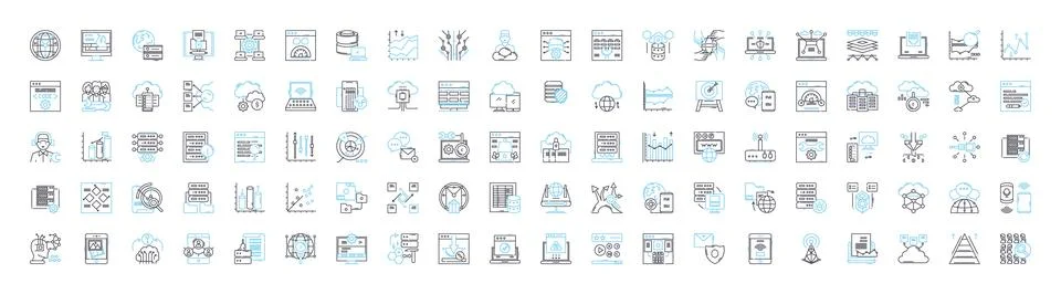 Network hosting vector line icons set. Webhosting, Cloudhosting, Networking Stock Illustration