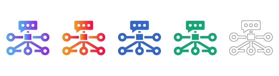 Network Hub Communication Icons Illustrazione stock