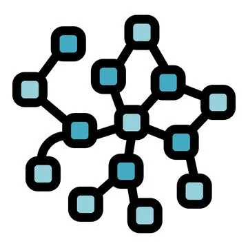 Network hub connecting data points with lines and squares Stock Illustration