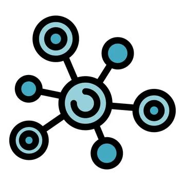 Network hub connecting data points with lines and circles Stock Illustration