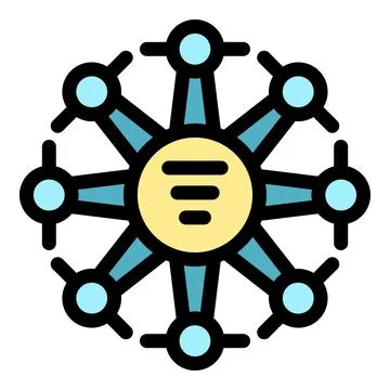 Network hub connecting multiple devices sharing data and resources Stock Illustration